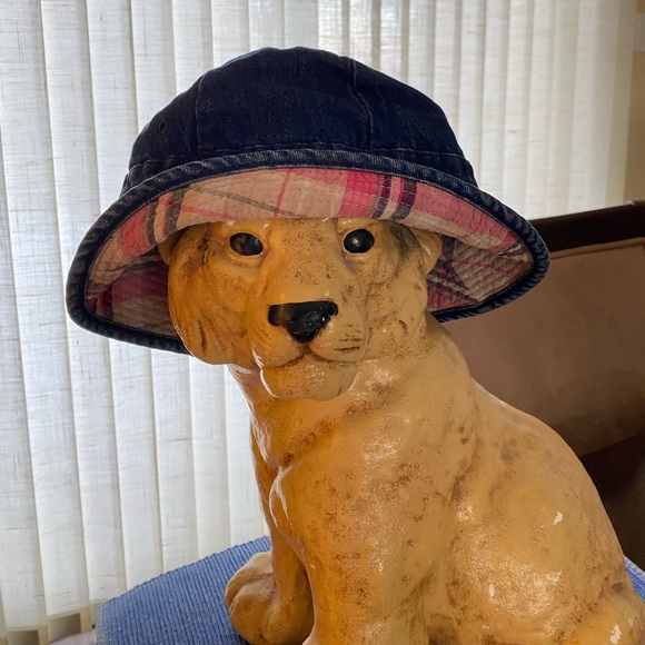 Denim Bucket Hat with Plaid Hidden Rim - Picture 2 of 4